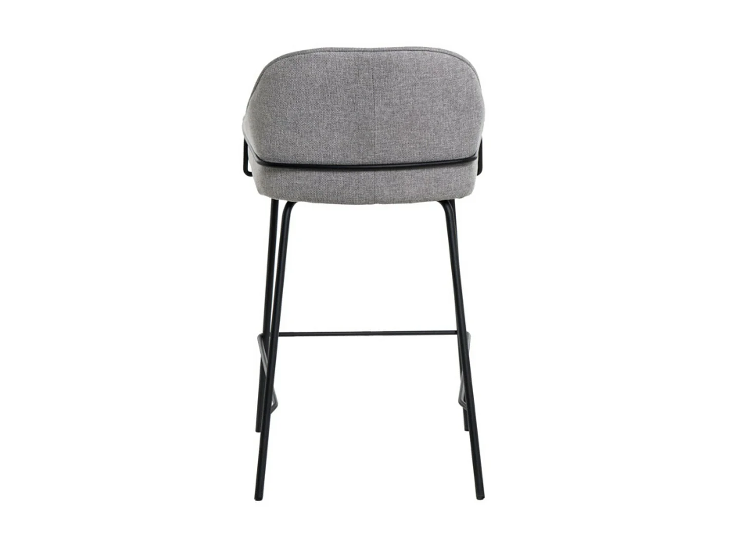 Tabouret moderne tissu avec pieds en métal noir Sharle-Couleur Gris clair-Hauteur d'assise 66 cm
