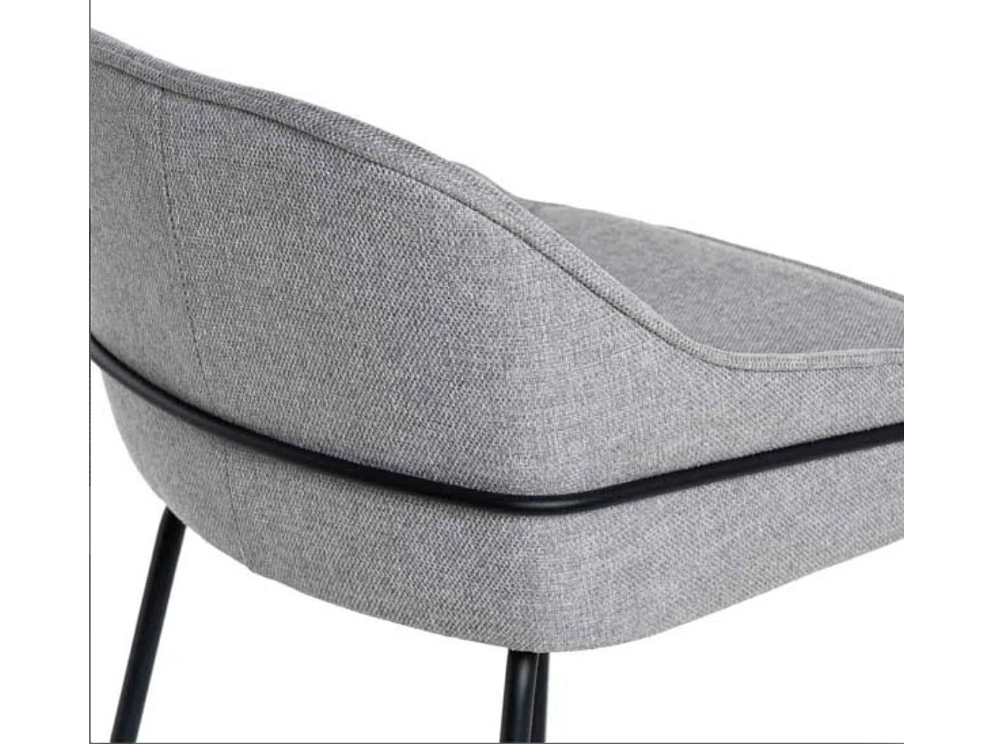 Tabouret moderne tissu avec pieds en métal noir Sharle-Couleur Gris clair-Hauteur d'assise 66 cm