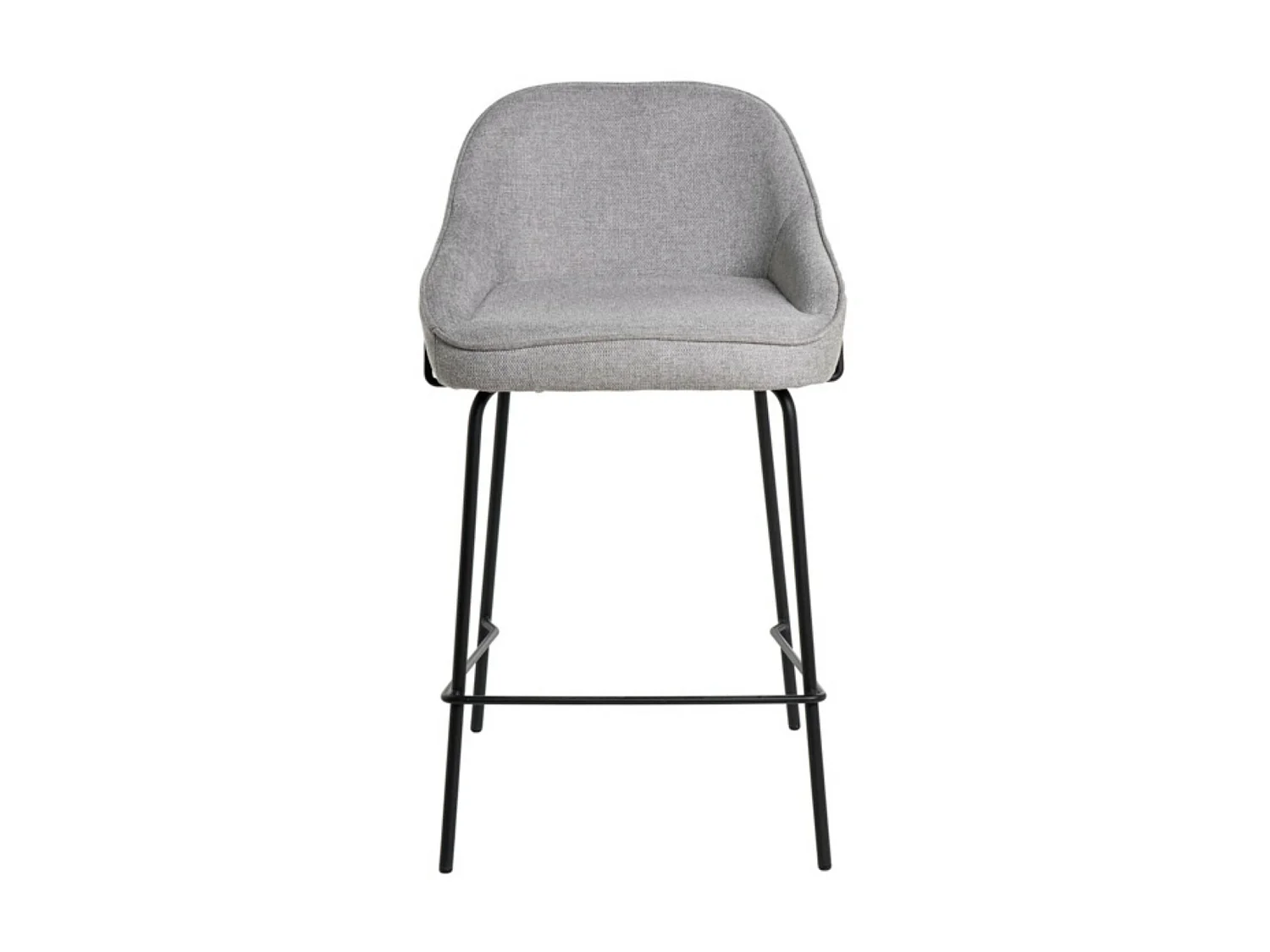 Tabouret moderne tissu avec pieds en métal noir Sharle-Couleur Gris clair-Hauteur d'assise 66 cm