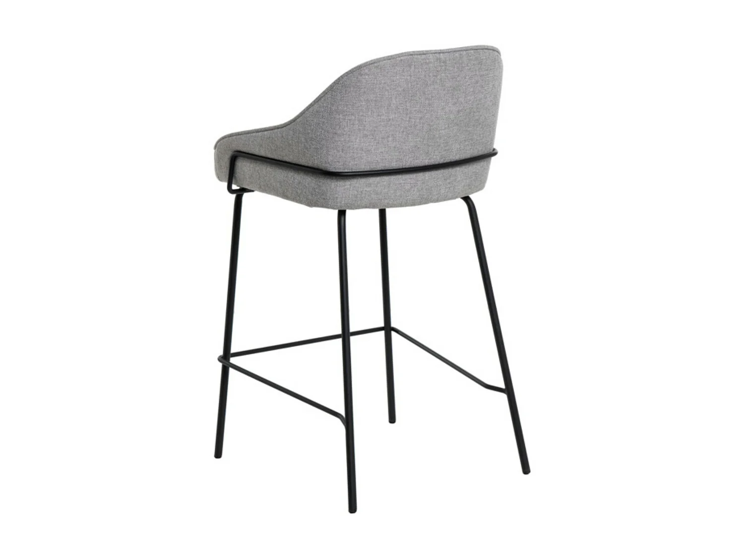 Tabouret moderne tissu avec pieds en métal noir Sharle-Couleur Gris clair-Hauteur d'assise 66 cm