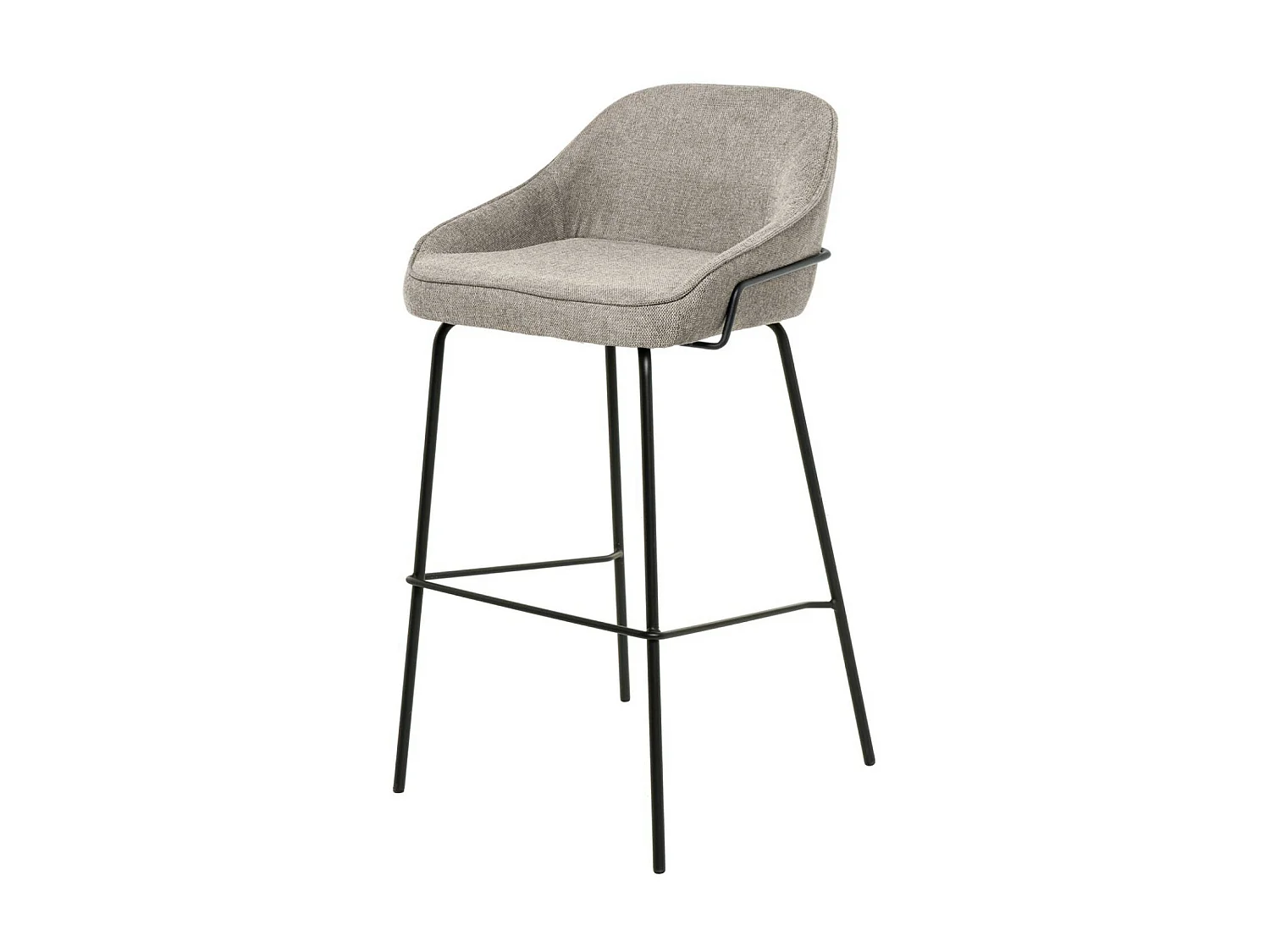 Tabouret moderne tissu avec pieds en métal noir Sharle-Couleur Gris clair-Hauteur d'assise 66 cm