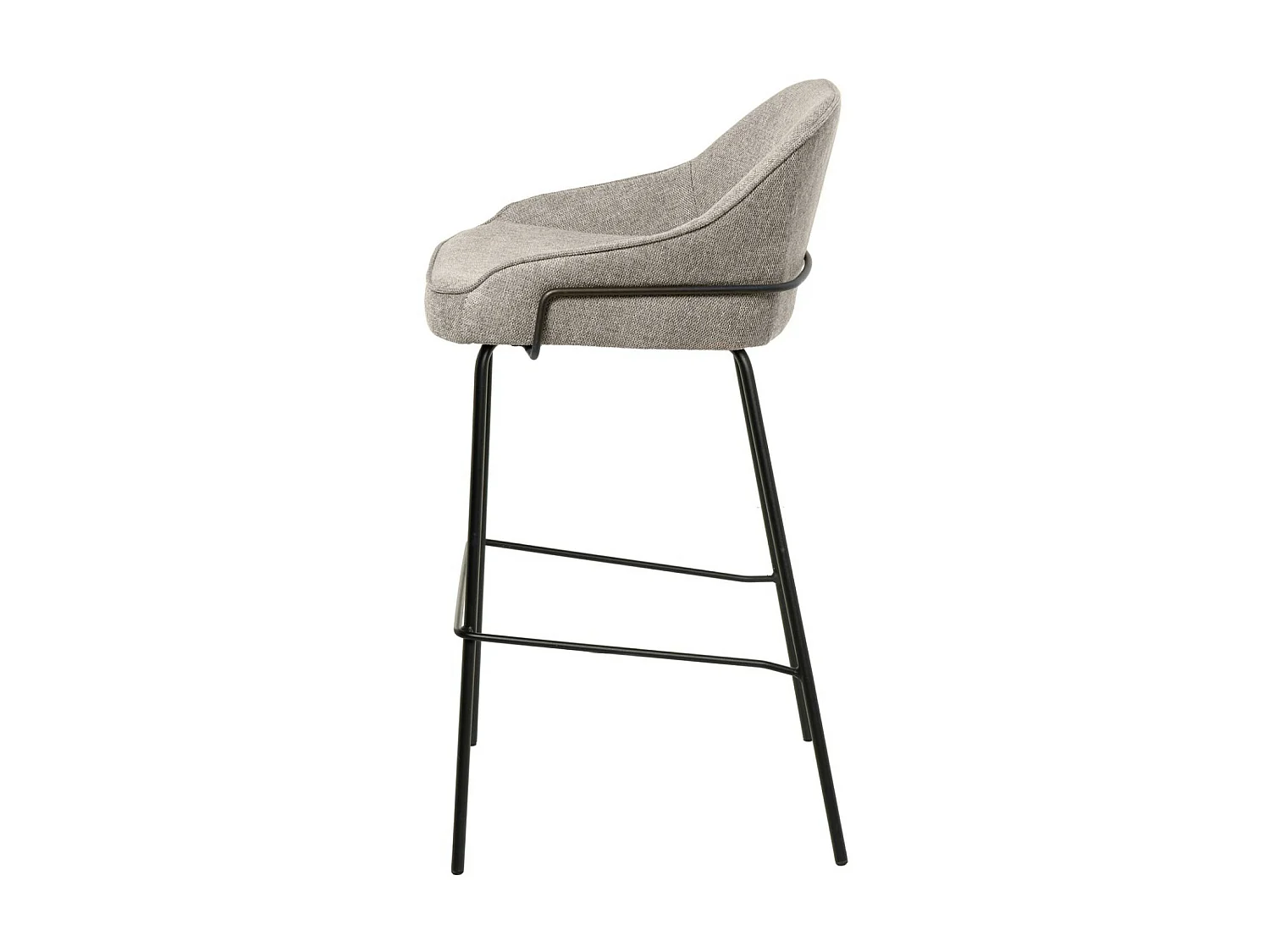 Tabouret moderne tissu avec pieds en métal noir Sharle-Couleur Gris clair-Hauteur d'assise 66 cm