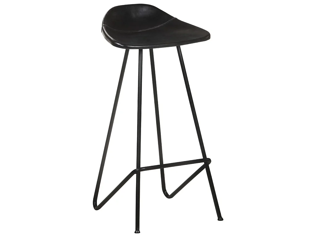Tabourets de bar 4 pcs Noir Cuir véritable 2