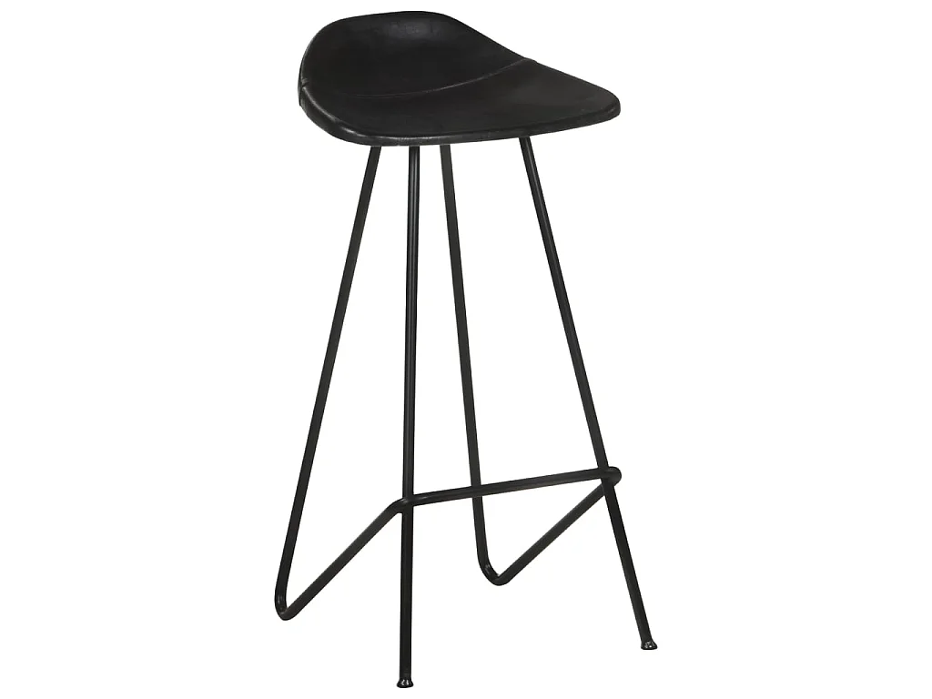 Tabourets de bar 4 pcs Noir Cuir véritable 2