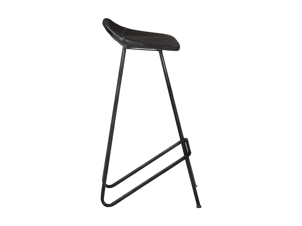 Tabourets de bar 4 pcs Noir Cuir véritable 2