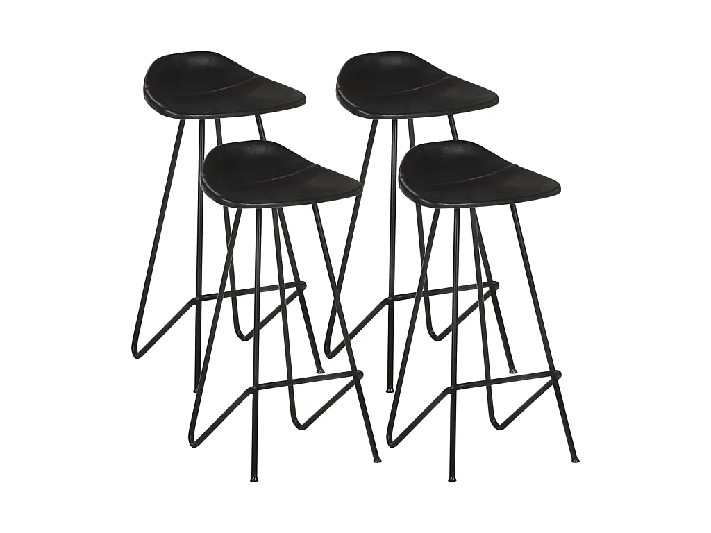 Tabourets de bar 4 pcs Noir Cuir véritable 2