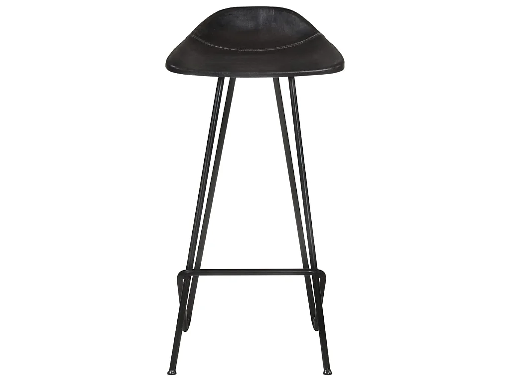 Tabourets de bar 4 pcs Noir Cuir véritable 2