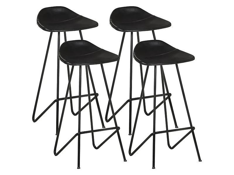 Tabourets de bar 4 pcs Noir Cuir véritable 2