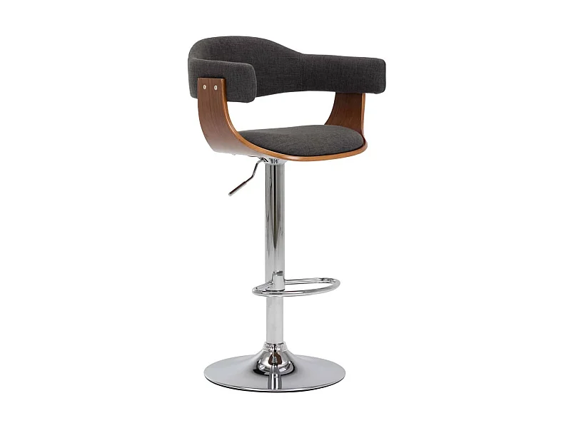 Tabourets de bar 2 pcs Gris Bois courbé et tissu