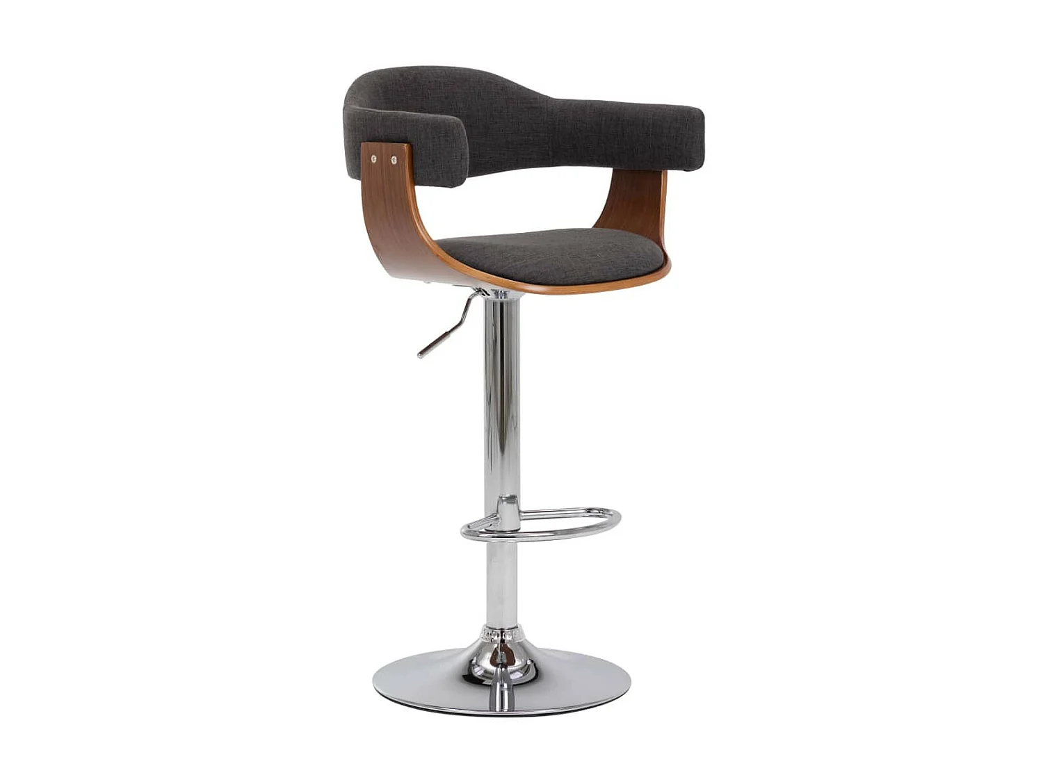 Tabourets de bar 2 pcs Gris Bois courbé et tissu