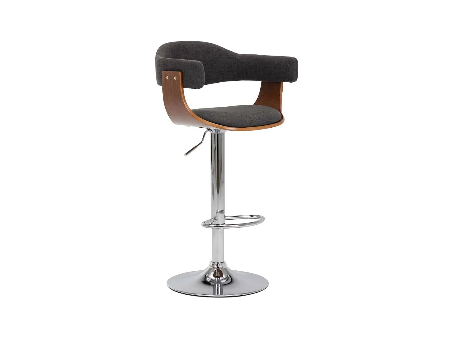 Tabourets de bar 2 pcs Gris Bois courbé et tissu