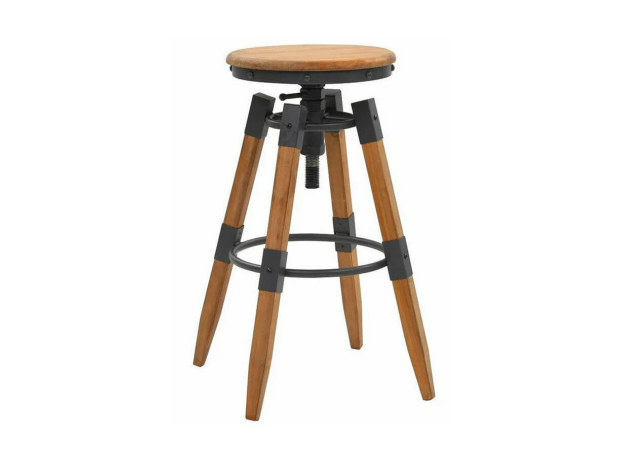 Tabouret de bar pin massif clair et métal noir Lack - Lot de 2