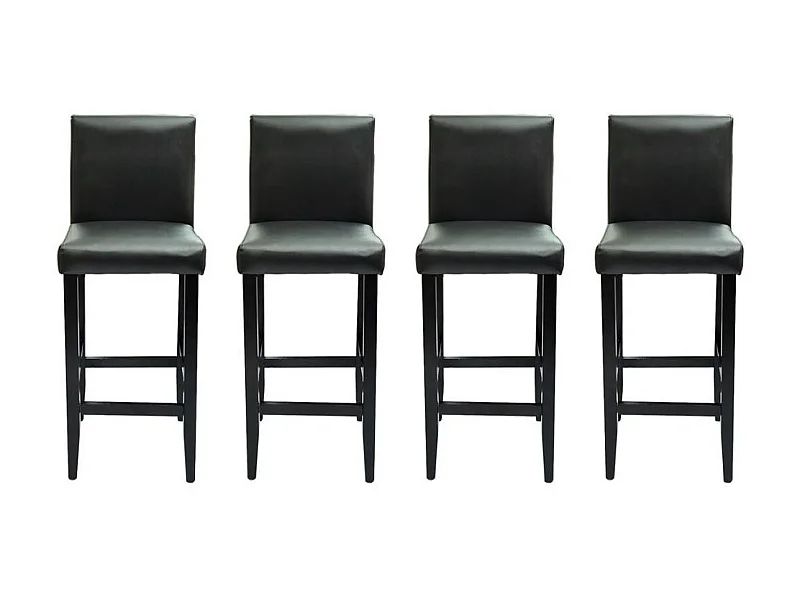 Tabourets de bar avec dossier blanc crème et noir Similicuir Axal - Lot de 4