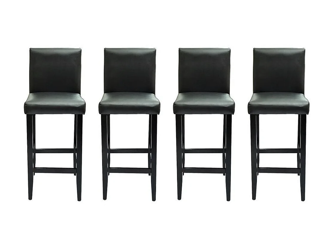 Tabourets de bar avec dossier blanc crème et noir Similicuir Axal - Lot de 4