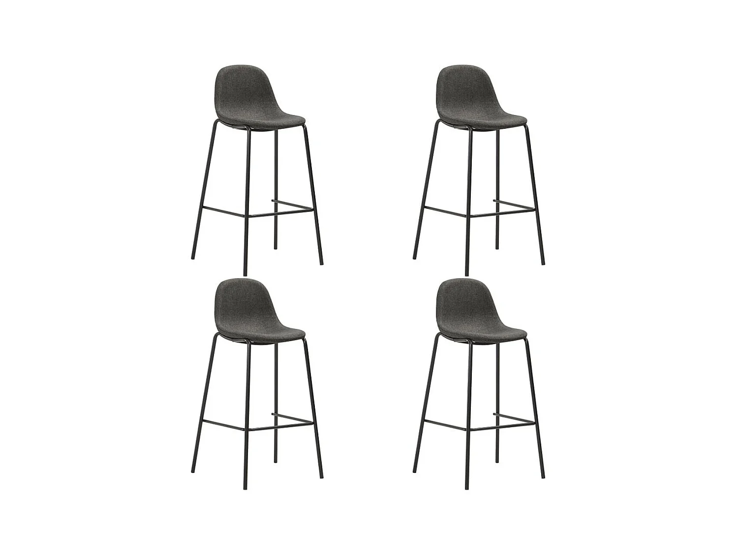 Chaises haute de bar tissu gris foncé et noir Skoza - Lot de 2