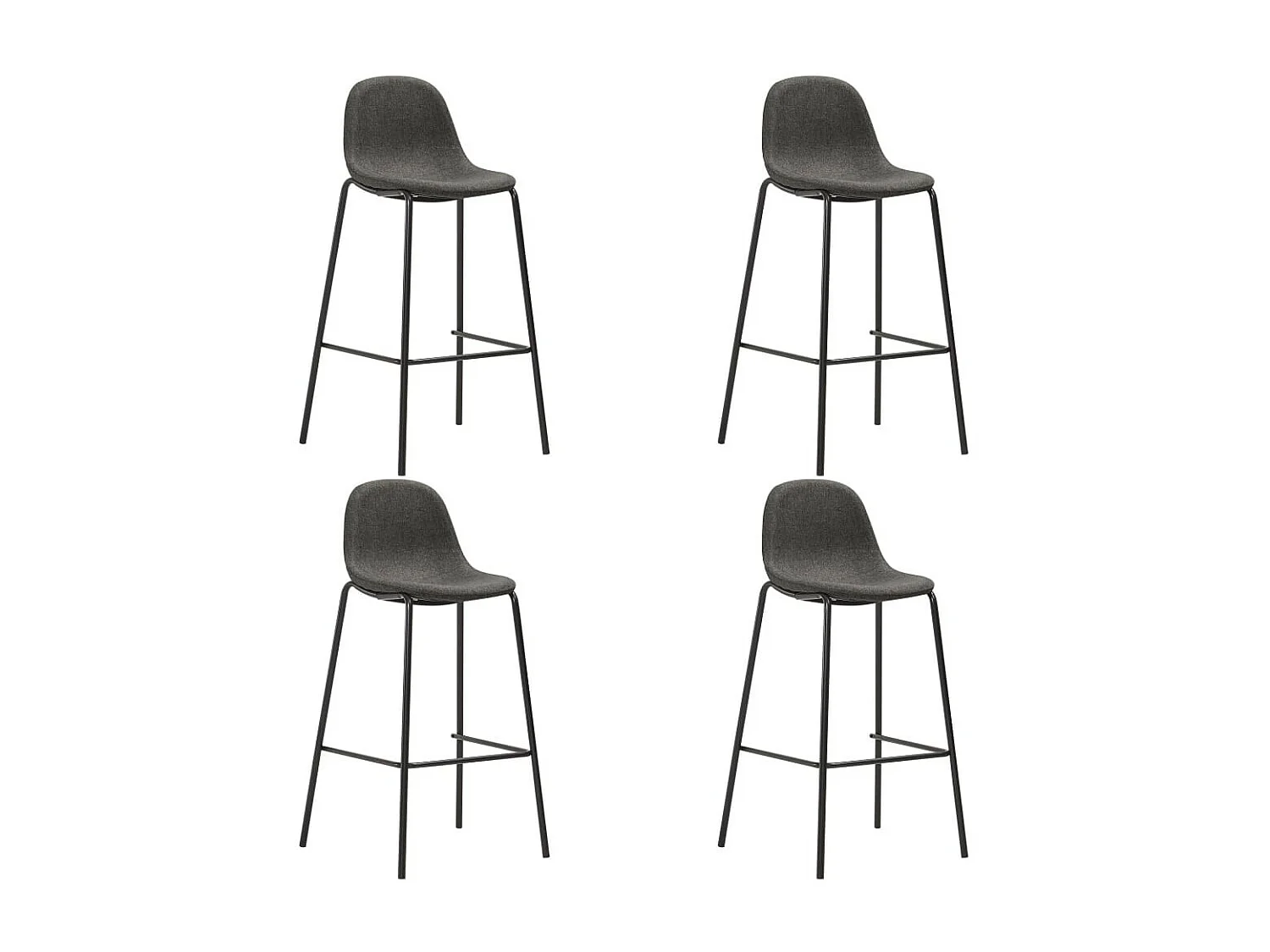 Chaises haute de bar tissu gris foncé et noir Skoza - Lot de 2