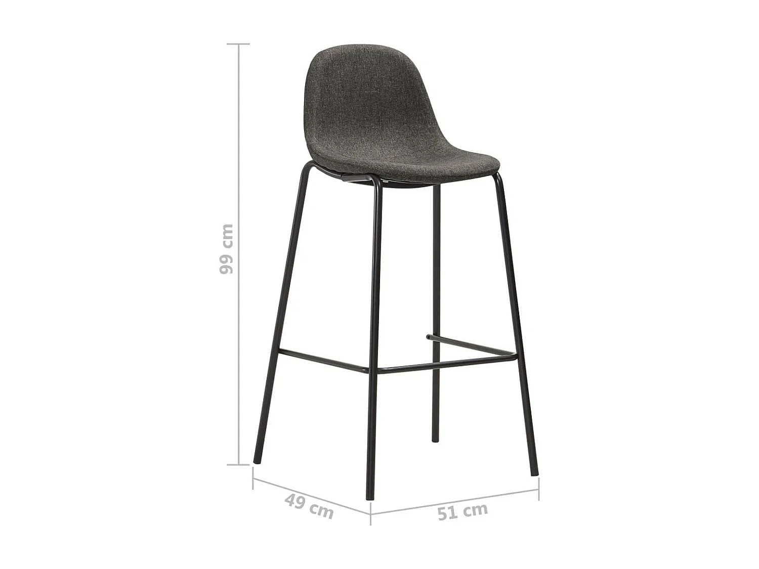 Chaises haute de bar tissu gris foncé et noir Skoza - Lot de 2