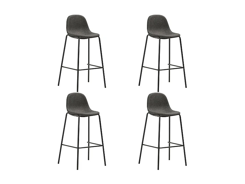 Chaises haute de bar tissu gris foncé et noir Skoza - Lot de 2