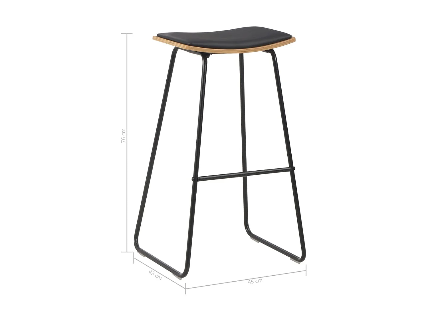 Tabourets de bar 6 pcs Noir Similicuir 2