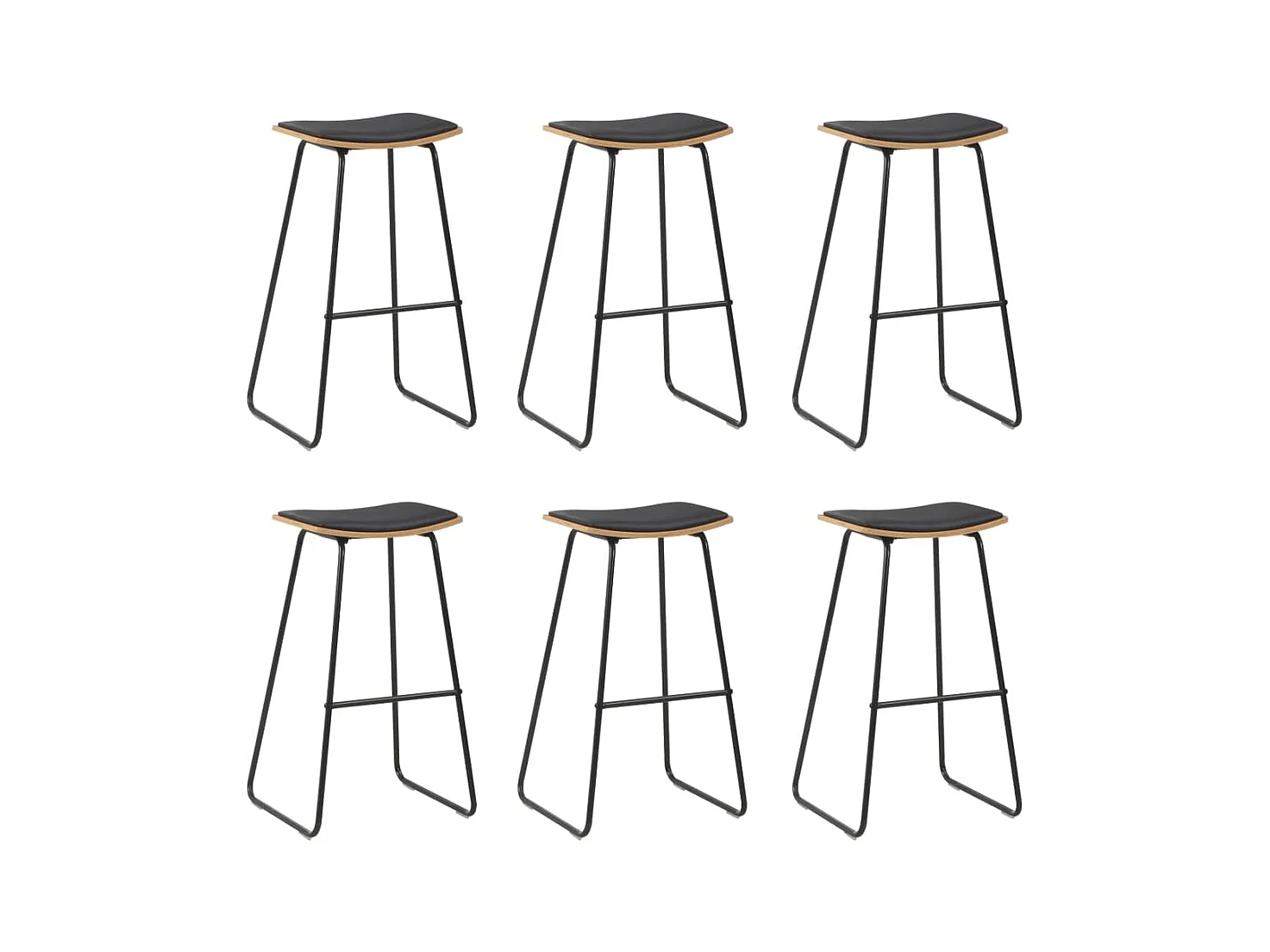 Tabourets de bar 6 pcs Noir Similicuir 2