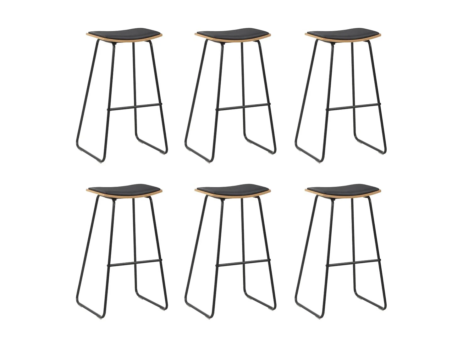 Tabourets de bar 6 pcs Noir Similicuir 2