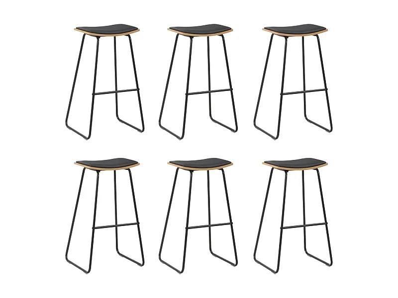 Tabourets de bar 6 pcs Noir Similicuir 2