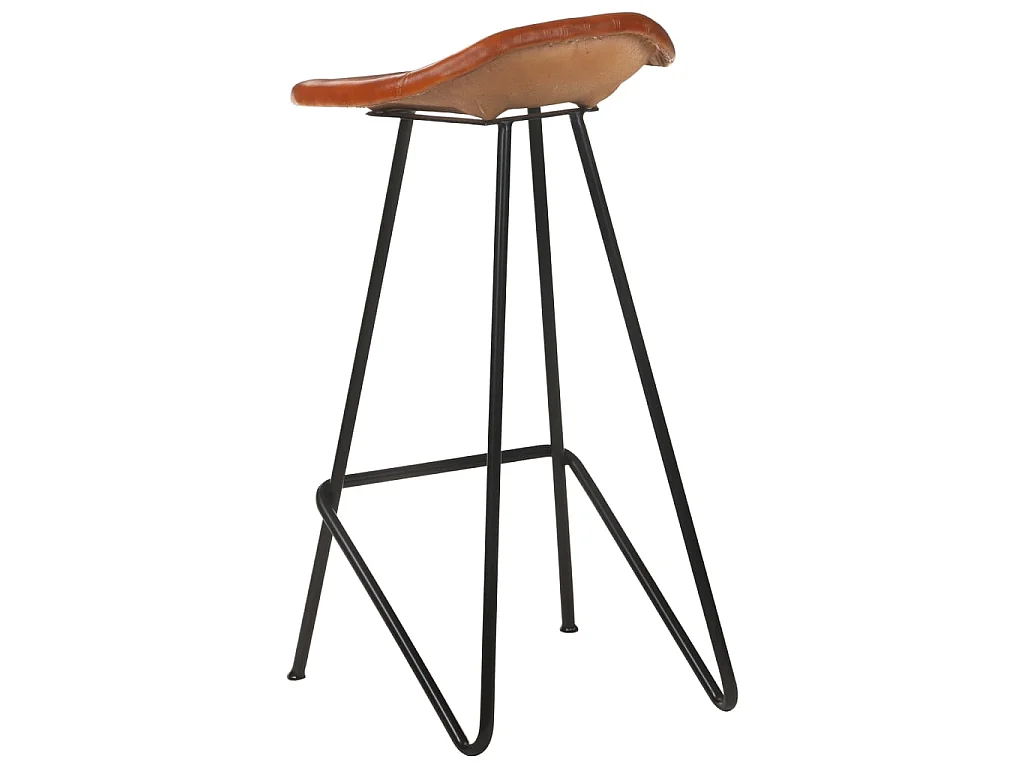 Tabourets de bar 2 pcs Marron Cuir véritable 2