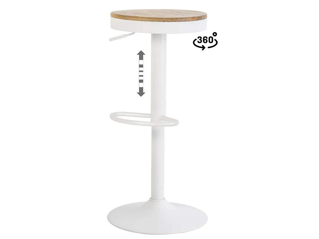 Tabouret industriel hauteur réglable et pivotant à 360° Baky-Couleur Blanc