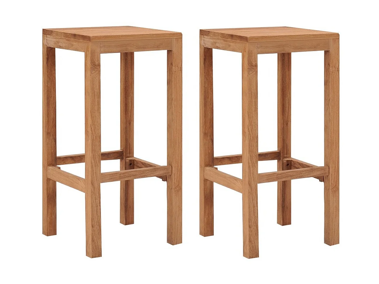 Tabouret de bar en bois de teck Rusta - Lot de 2