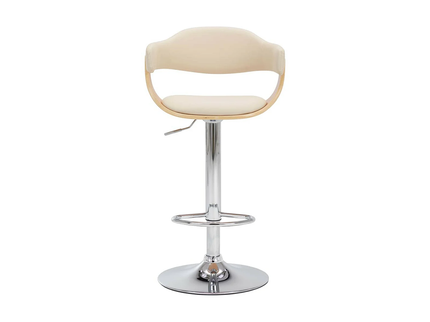 Tabourets de bar 2 pcs Crème Bois courbé et similicuir 3