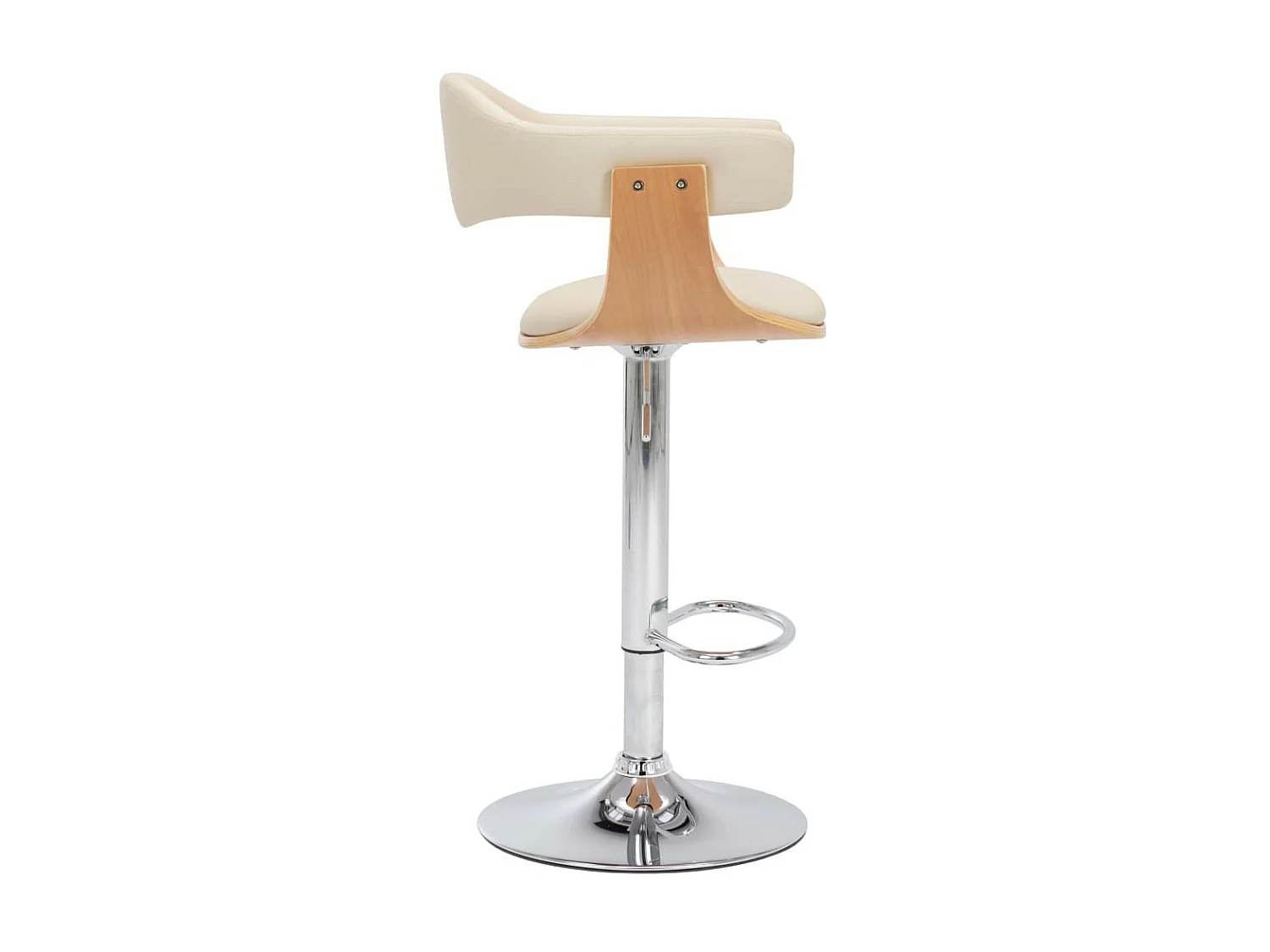 Tabourets de bar 2 pcs Crème Bois courbé et similicuir 3