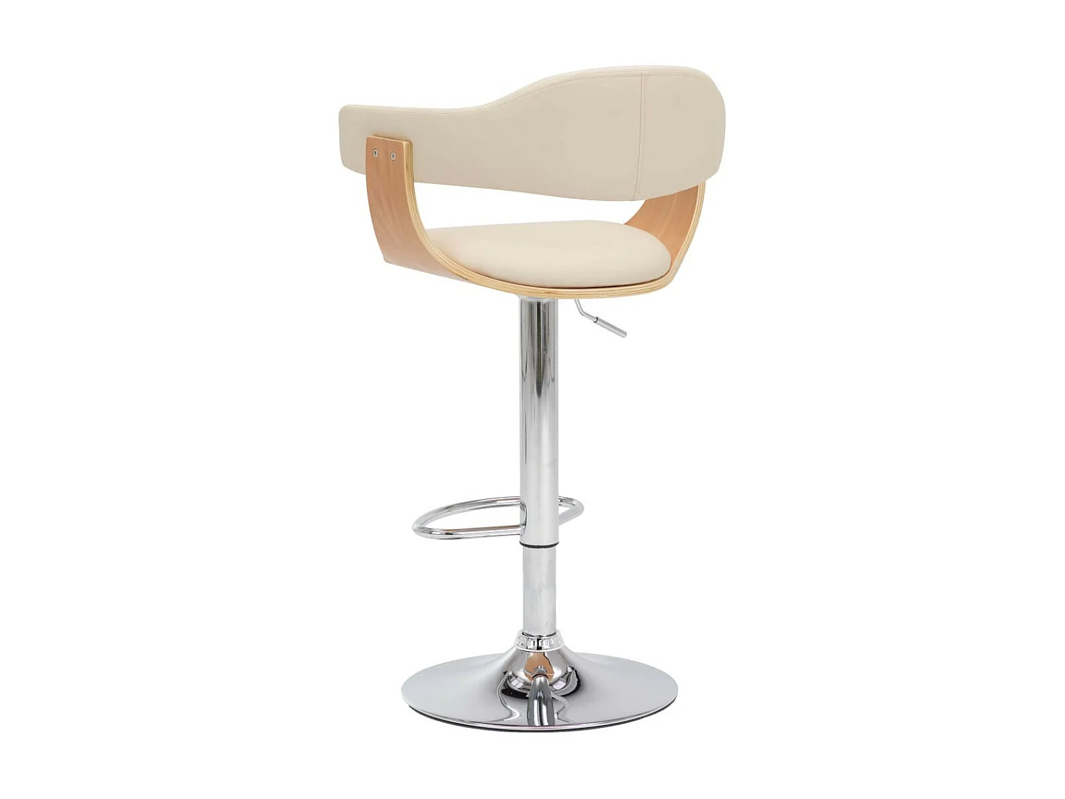 Tabourets de bar 2 pcs Crème Bois courbé et similicuir 3