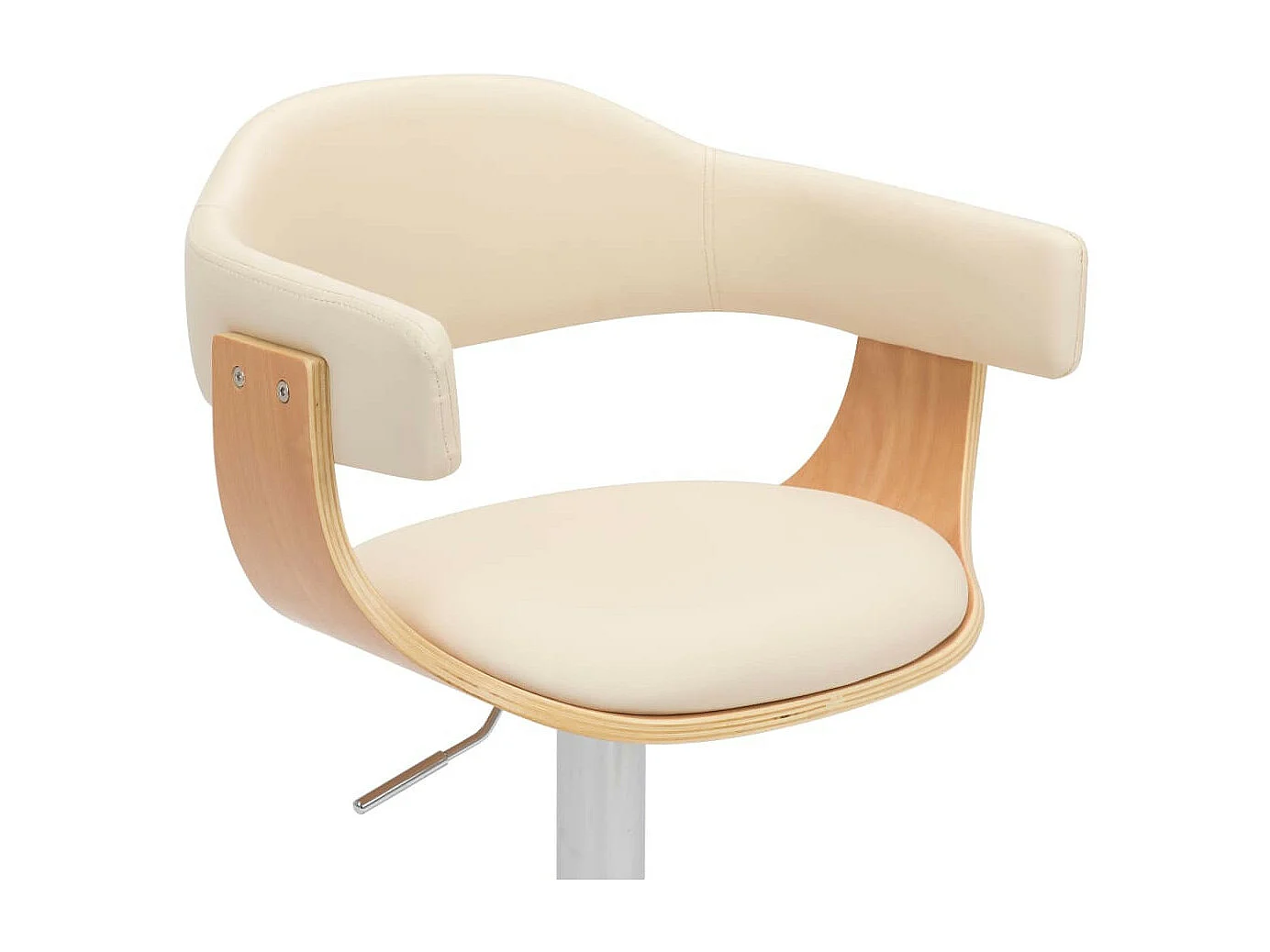 Tabourets de bar 2 pcs Crème Bois courbé et similicuir 3