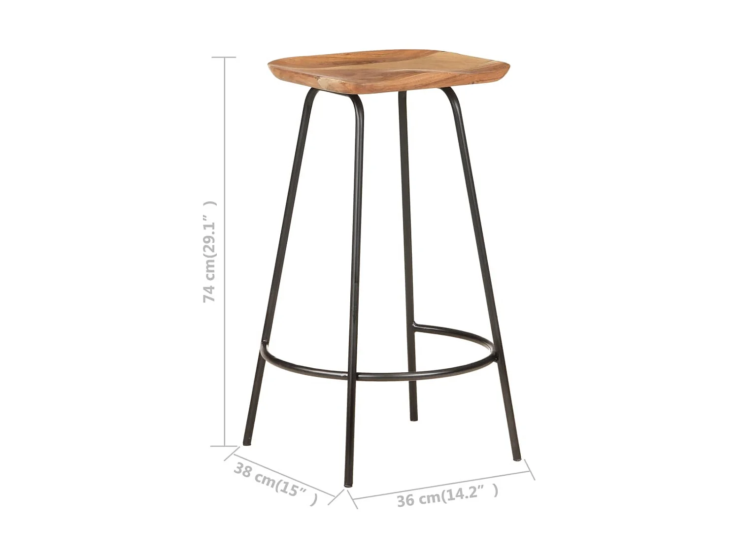 Tabourets de bar 2 pcs Bois d'acacia solide