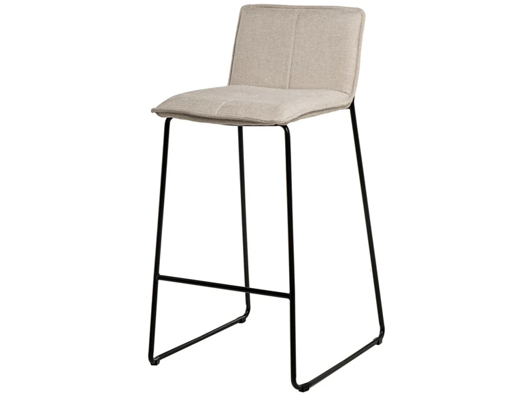 Tabouret moderne tissu avec pieds en métal noir Botane-Couleur Beige clair-Hauteur d'assise 74 cm