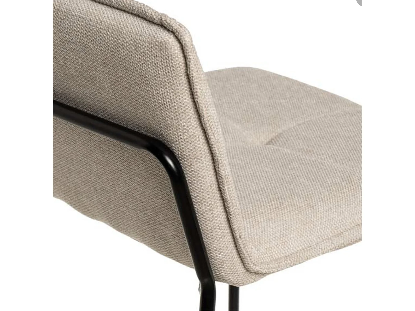 Tabouret moderne tissu avec pieds en métal noir Botane-Couleur Beige clair-Hauteur d'assise 74 cm