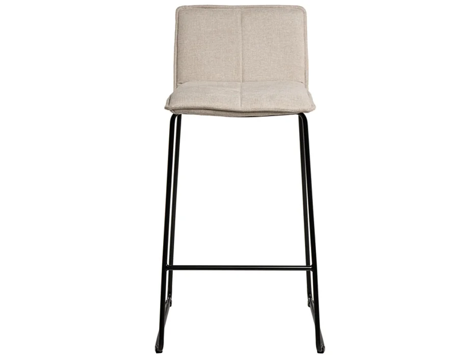 Tabouret moderne tissu avec pieds en métal noir Botane-Couleur Beige clair-Hauteur d'assise 74 cm