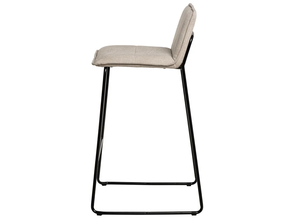 Tabouret moderne tissu avec pieds en métal noir Botane-Couleur Beige clair-Hauteur d'assise 74 cm