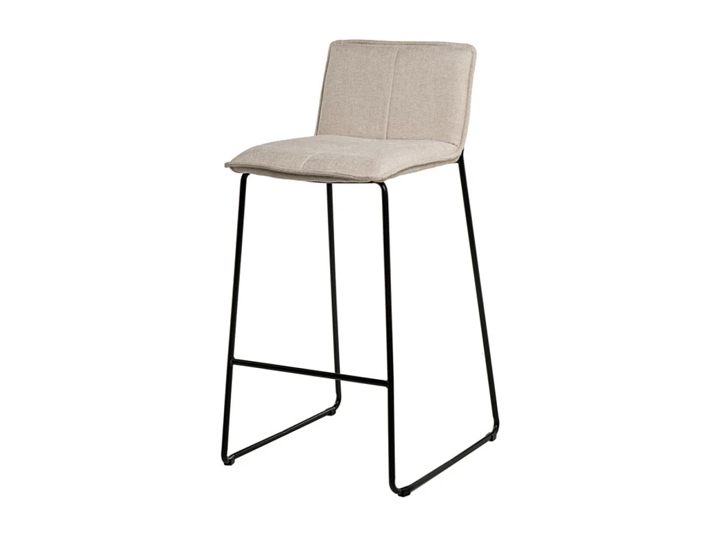 Tabouret moderne tissu avec pieds en métal noir Botane-Couleur Beige clair-Hauteur d'assise 74 cm