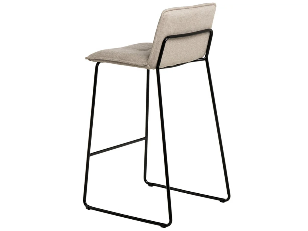 Tabouret moderne tissu avec pieds en métal noir Botane-Couleur Beige clair-Hauteur d'assise 74 cm