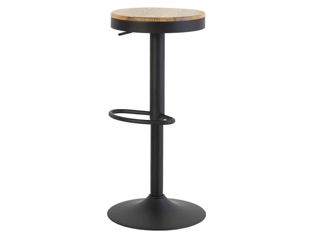 Tabouret industriel hauteur réglable et pivotant à 360° Baky-Couleur Noir