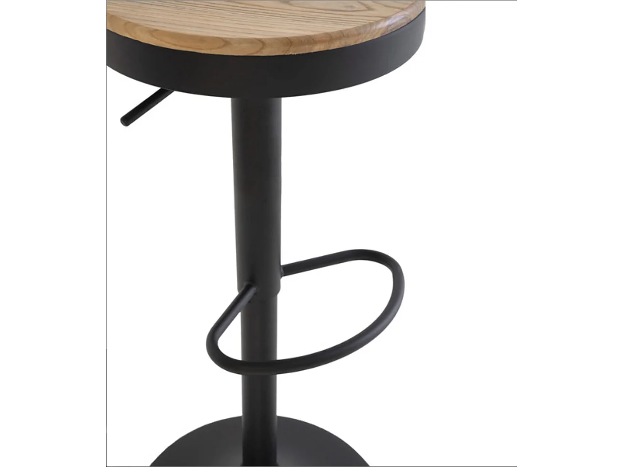Tabouret industriel hauteur réglable et pivotant à 360° Baky-Couleur Noir