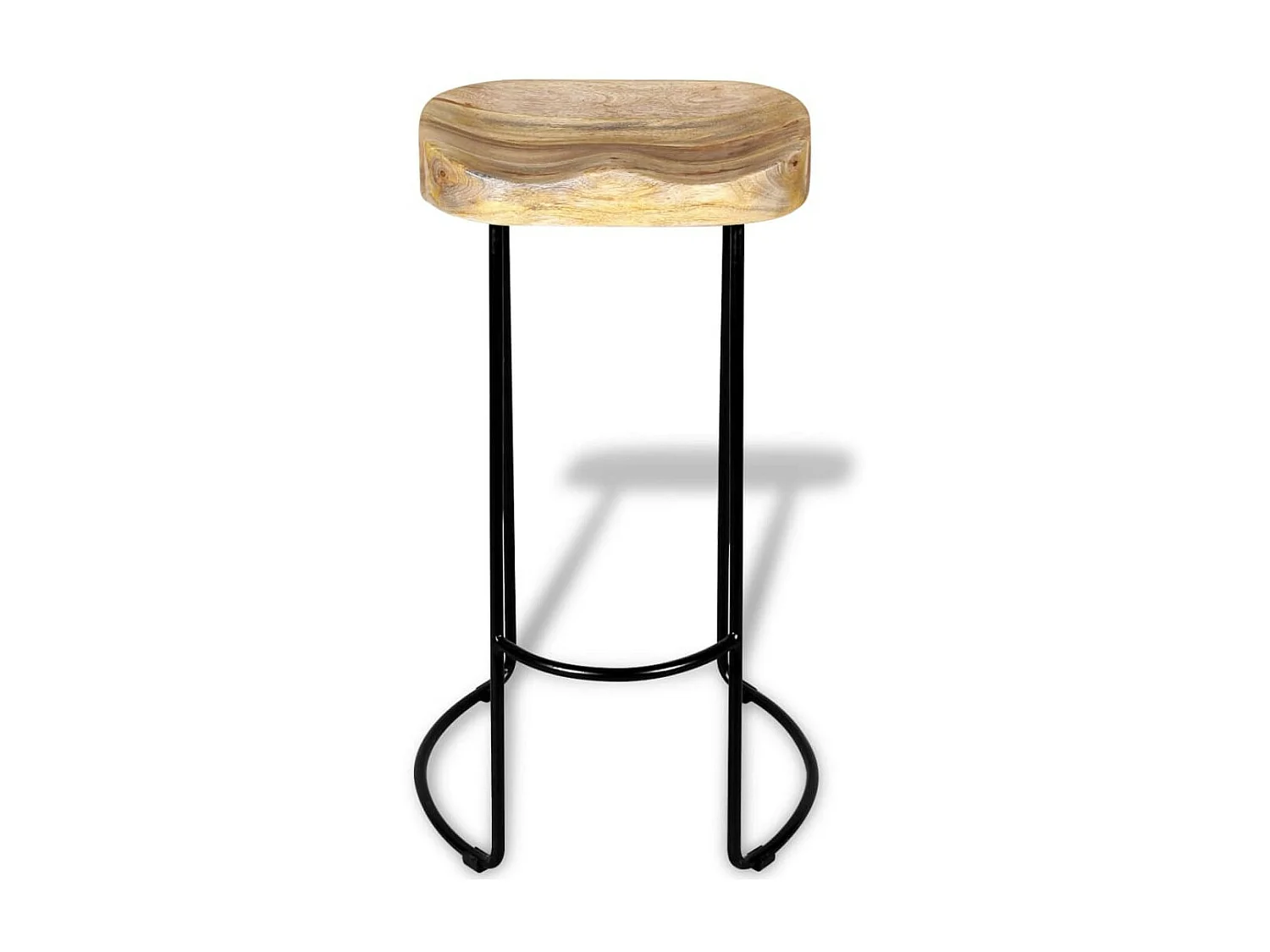 Tabouret bois de manguier massif et métal noir Loka - Lot de 2