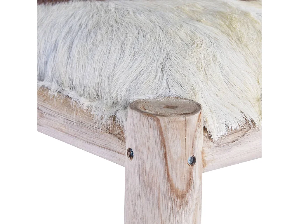 Tabouret de bar Cuir de chèvre véritable et bois de teck massif