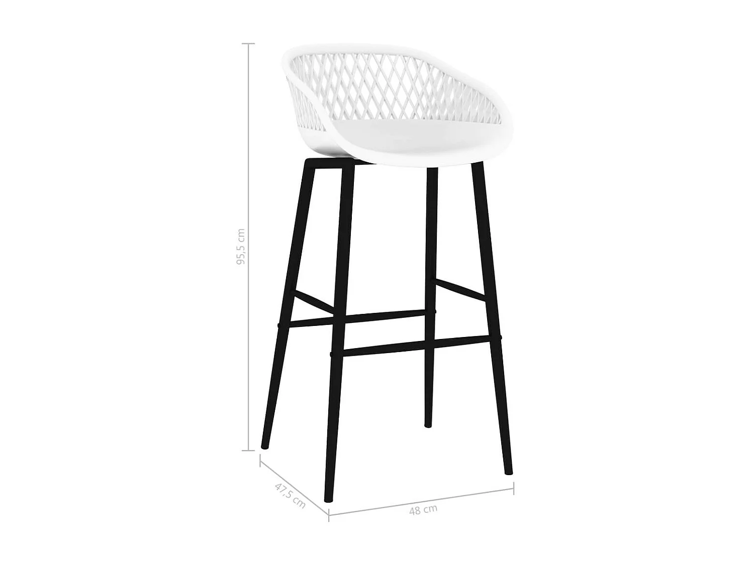 Chaises de bar 2 pcs Blanc 3