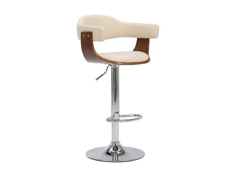 Tabourets de bar 2 pcs Crème Bois courbé et similicuir