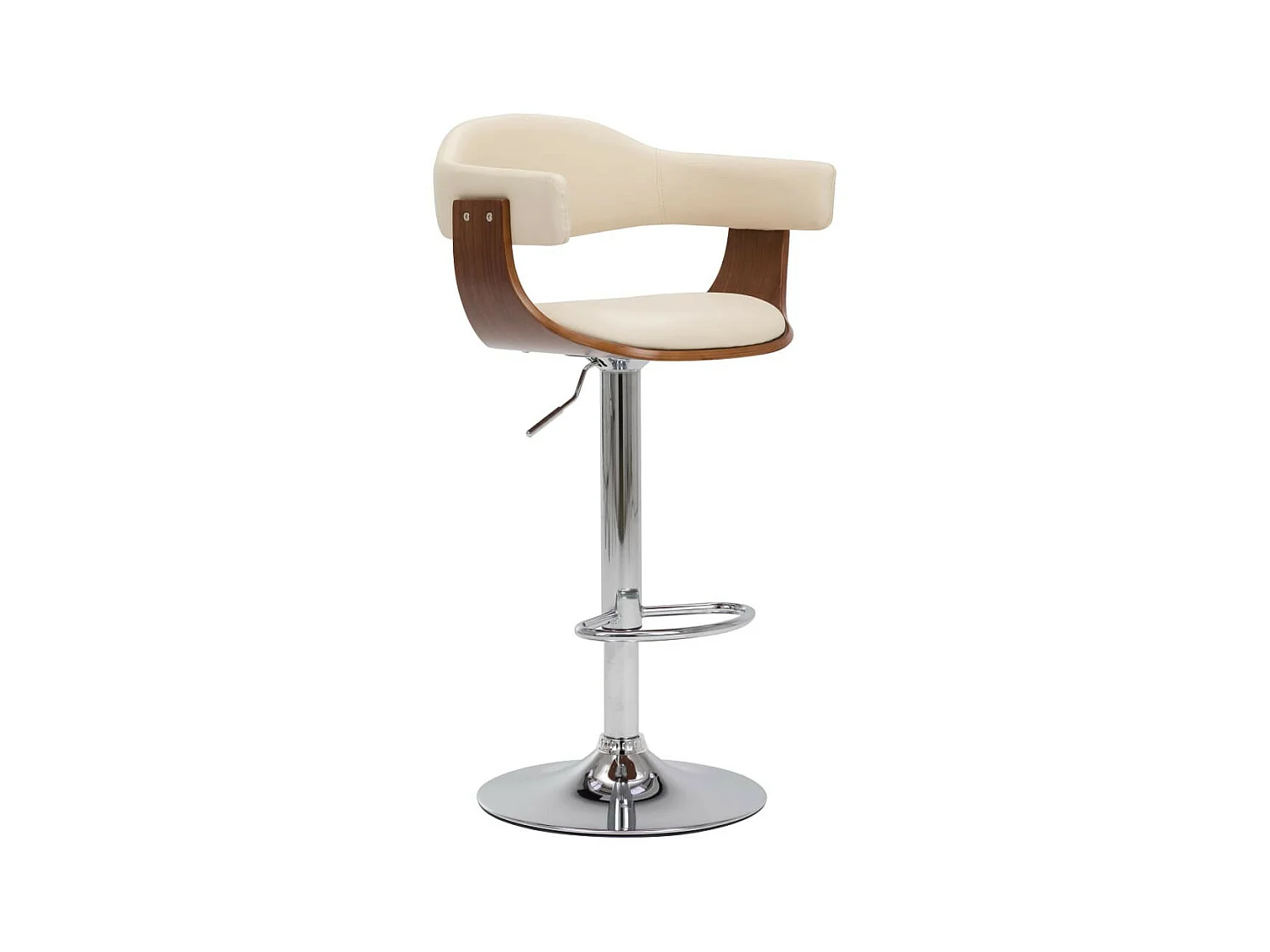 Tabourets de bar 2 pcs Crème Bois courbé et similicuir