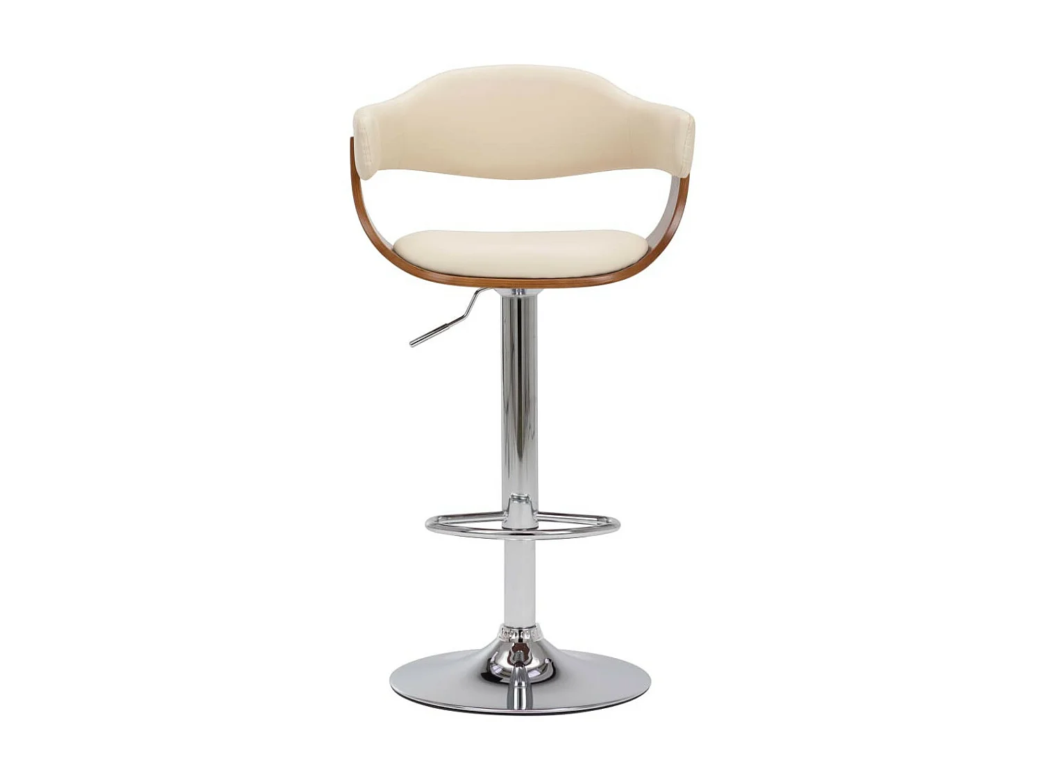 Tabourets de bar 2 pcs Crème Bois courbé et similicuir