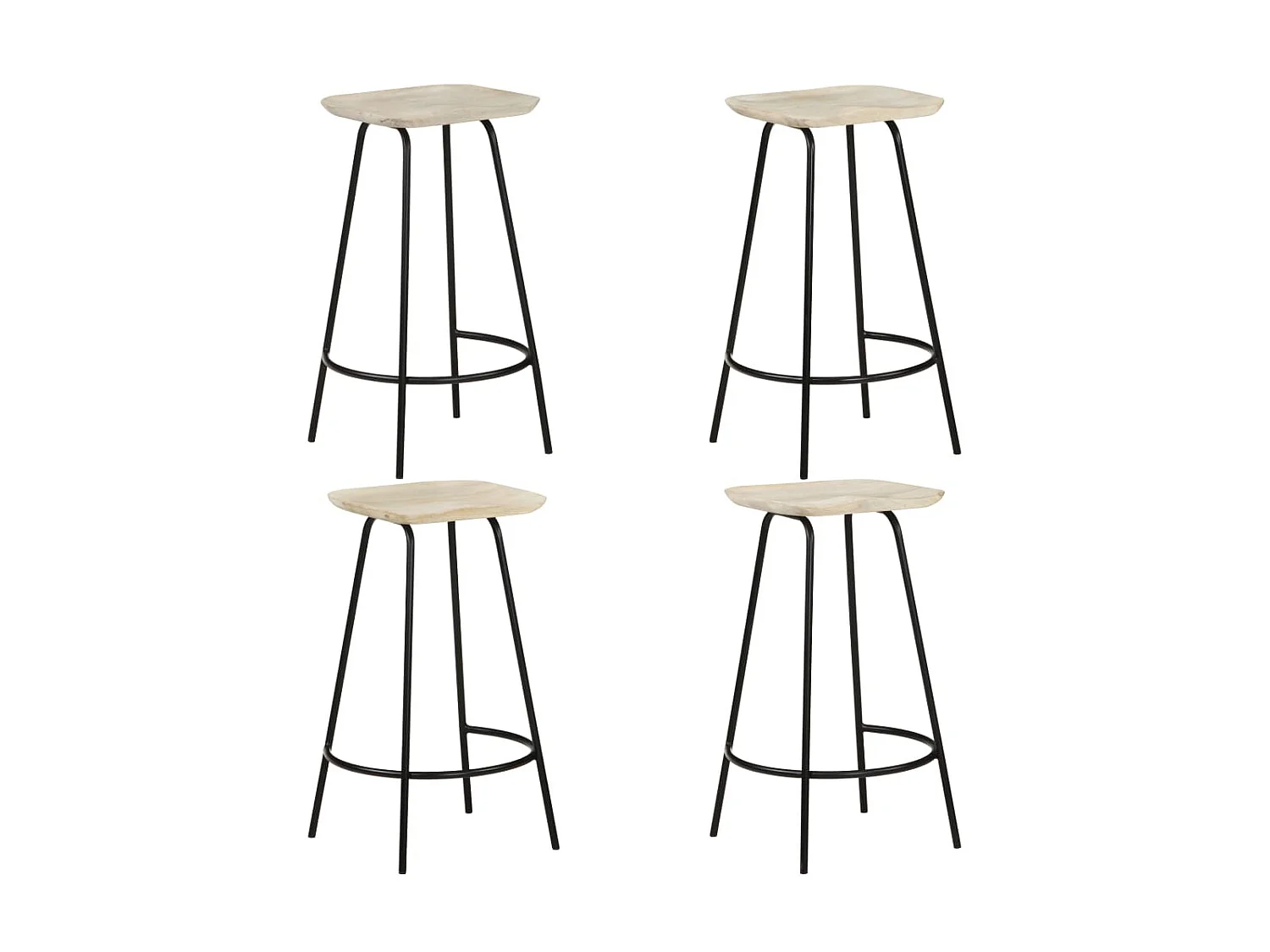Tabourets de bar 4 pcs Bois de manguier massif