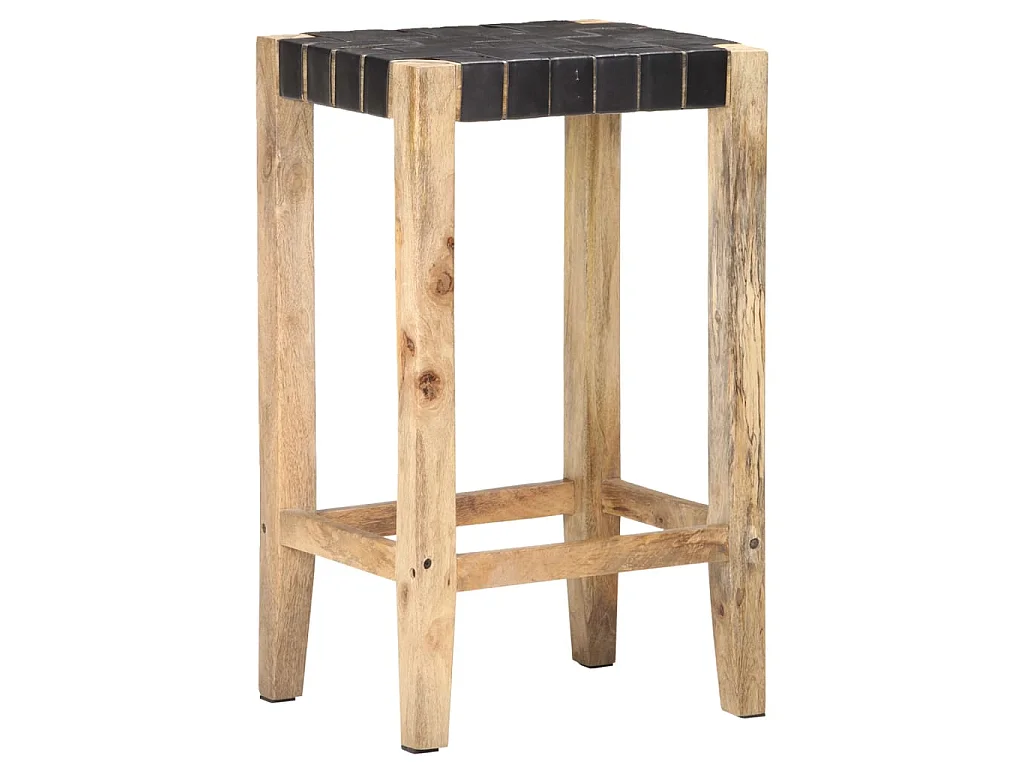 Tabourets de bar 2 pcs Noir Cuir véritable 75cm